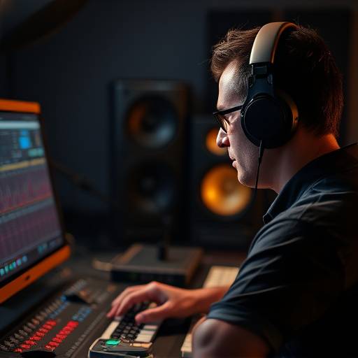 A dedicated mastering engineer meticulously working on audio tracks