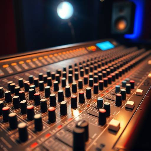 A large mixing console with many knobs and faders