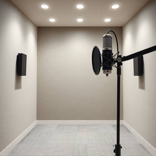 A pristine recording booth with high-end microphone equipment