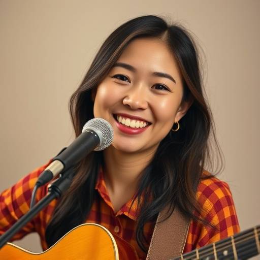 Smiling portrait of singer-songwriter Sarah Chen